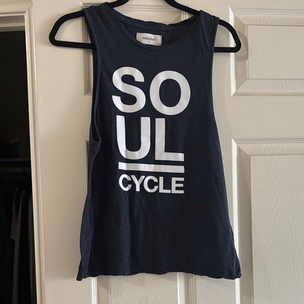 SoulCycle Navy Sleeveless Top with White Logo